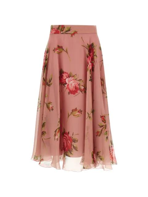 rose-print chiffon midi skirt by DOLCE&GABBANA