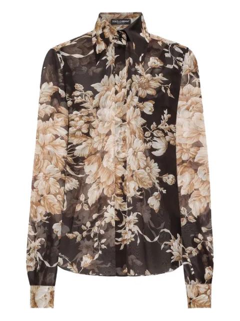 rose-print chiffon shirt by DOLCE&GABBANA