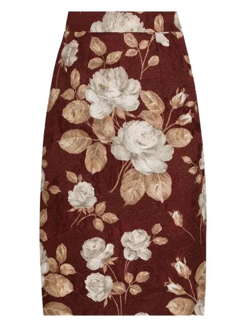 rose-print midi pencil skirt by DOLCE&GABBANA