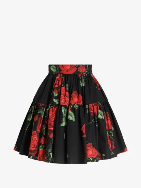 rose-print poplin skirt by DOLCE&GABBANA