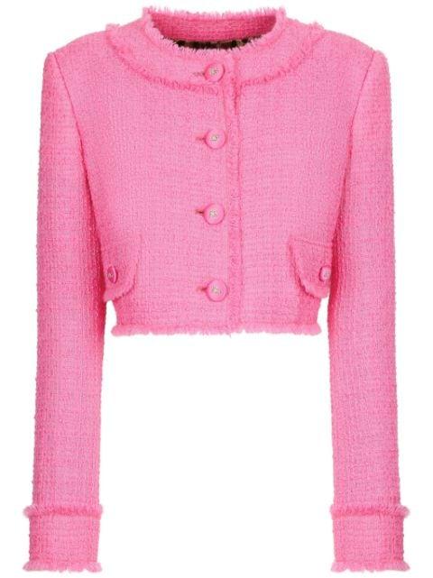 round-neck cropped tweed jacket by DOLCE&GABBANA