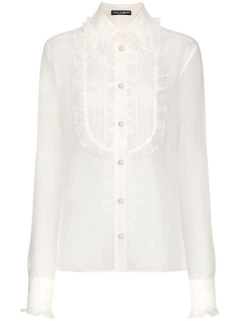 ruffled sheer cotton blouse by DOLCE&GABBANA