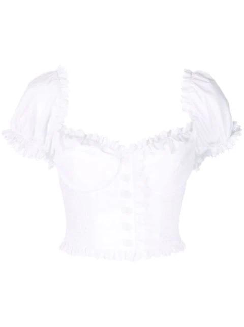 ruffled smock cropped cotton top by DOLCE&GABBANA