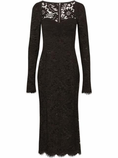 scallop-hem lace midi dress by DOLCE&GABBANA