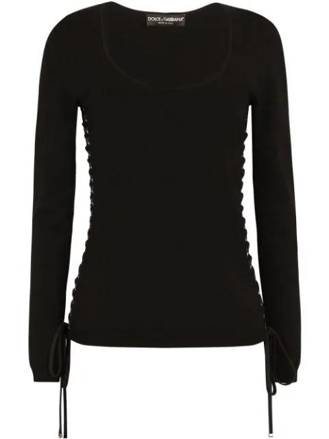 scoop-neck lace-up jumper by DOLCE&GABBANA