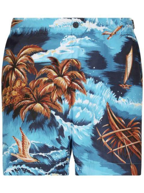 sea-print buttoned swim shorts by DOLCE&GABBANA
