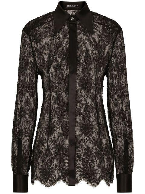semi-sheer floral-lace shirt by DOLCE&GABBANA
