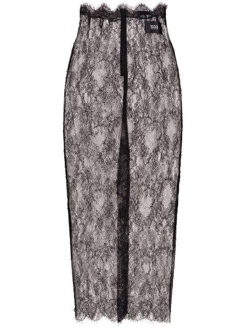 semi-sheer lace midi skirt by DOLCE&GABBANA
