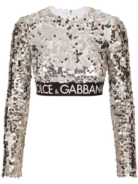 sequin-embellished crop top by DOLCE&GABBANA