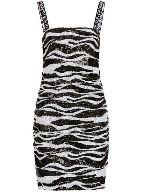 sequin-embellished zebra-print mini dress by DOLCE&GABBANA