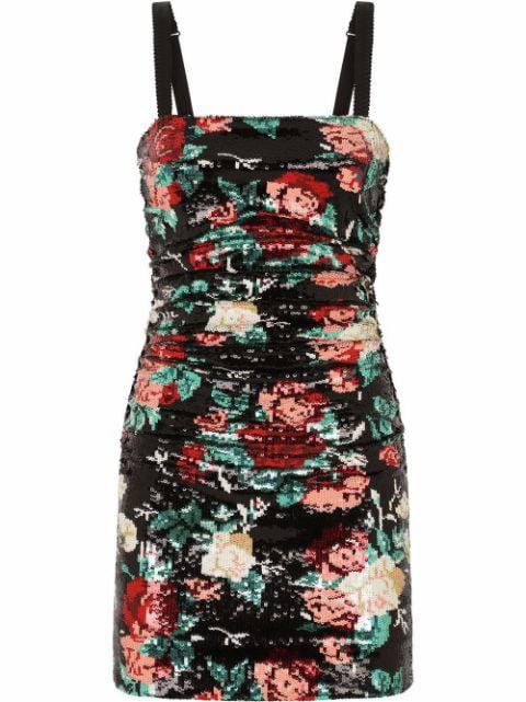 sequinned floral motif mini dress by DOLCE&GABBANA