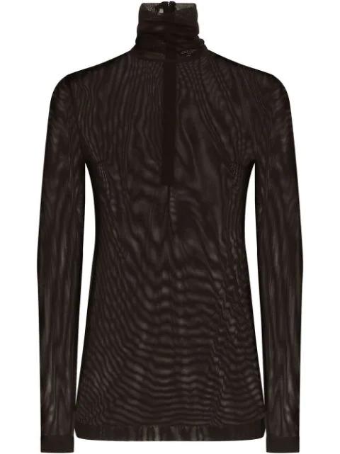 sheer half-zip mesh top by DOLCE&GABBANA