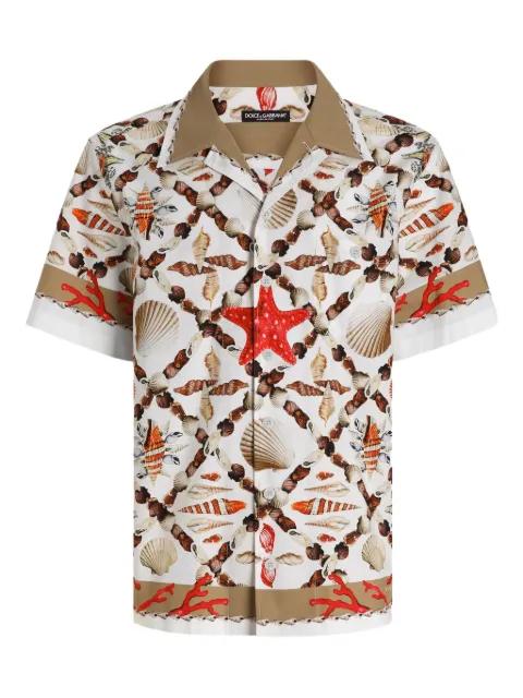 shell-print short-sleeve shirt by DOLCE&GABBANA