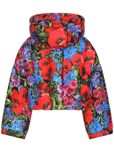 short floral-print down jacket by DOLCE&GABBANA