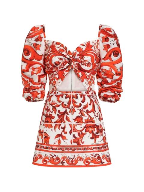 short poplin dress in Majolica-print poplin by DOLCE&GABBANA