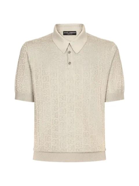 silk jacquard polo shirt with DG logo by DOLCE&GABBANA