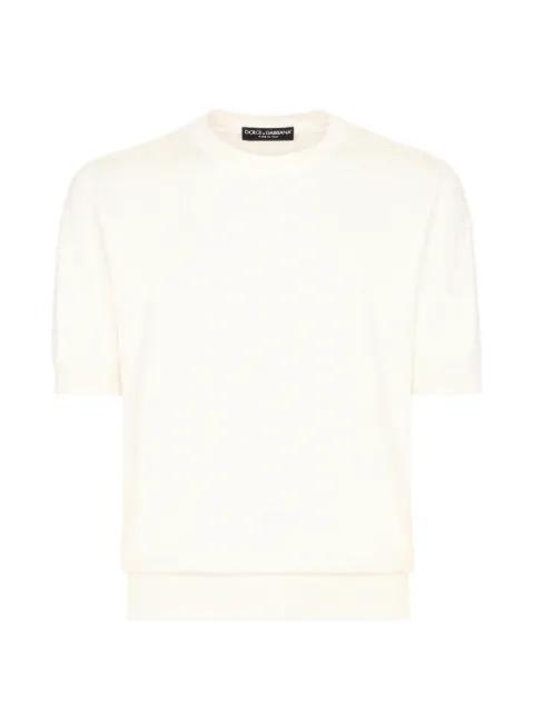 silk jacquard round-neck sweater with DG logo by DOLCE&GABBANA