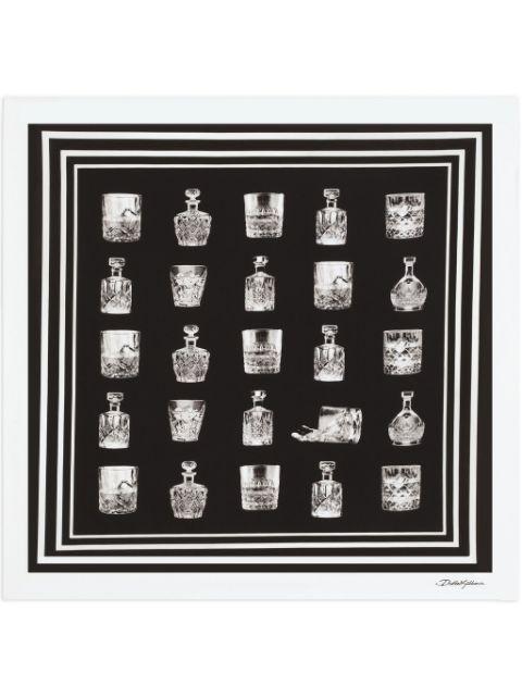 silk twill scarf with liquor print by DOLCE&GABBANA