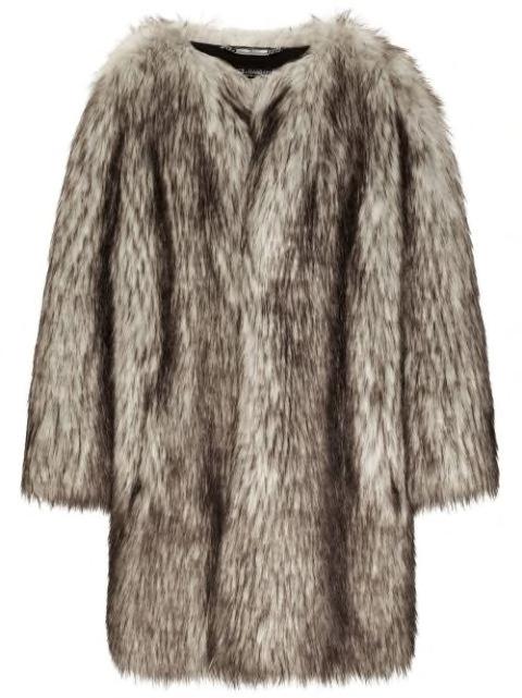 single-breasted faux-fur coat by DOLCE&GABBANA