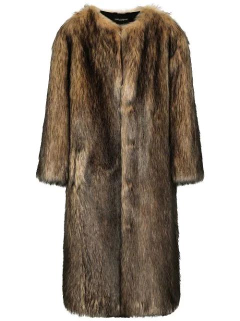 single-breasted faux-fur coat by DOLCE&GABBANA