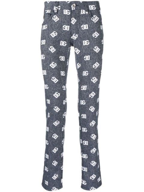 slim-cut monogram-print jeans by DOLCE&GABBANA