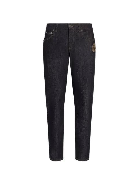 slim-fit stretch cotton jeans with patch by DOLCE&GABBANA