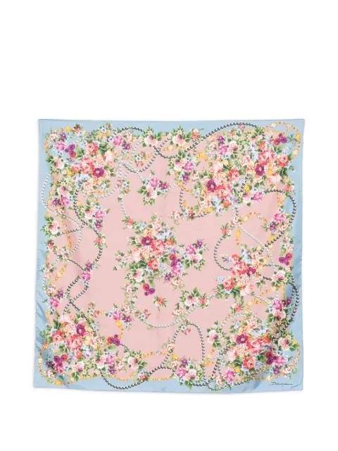 small flower bouquets-print silk twill scarf by DOLCE&GABBANA
