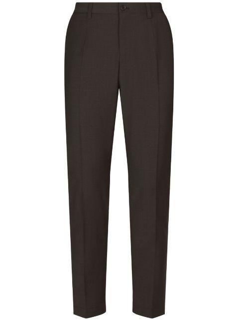 stretch cotton logo-embroidered trousers by DOLCE&GABBANA