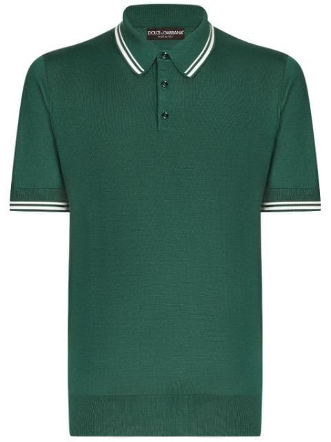 striped-border silk polo shirt by DOLCE&GABBANA