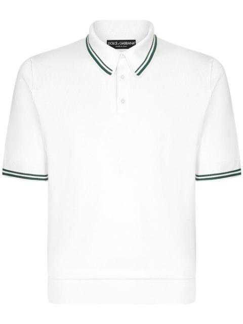 striped-border silk polo shirt by DOLCE&GABBANA