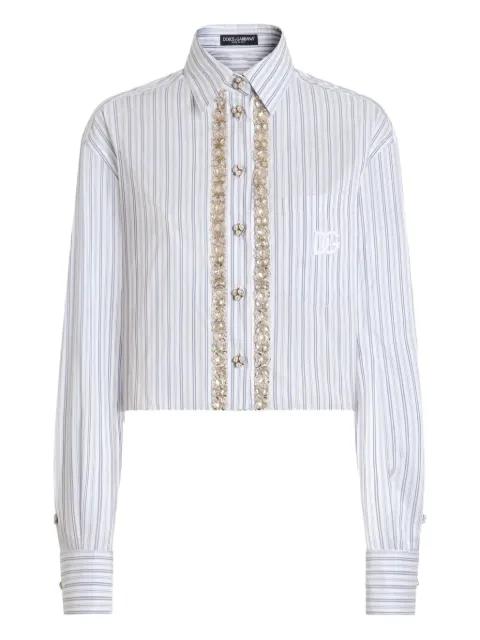 striped-detail embellished shirt by DOLCE&GABBANA
