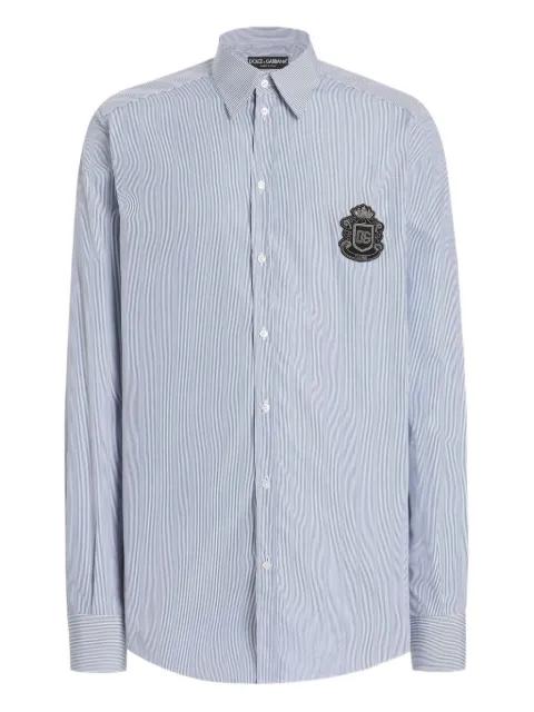 striped-pattern crest-appliqué shirt by DOLCE&GABBANA
