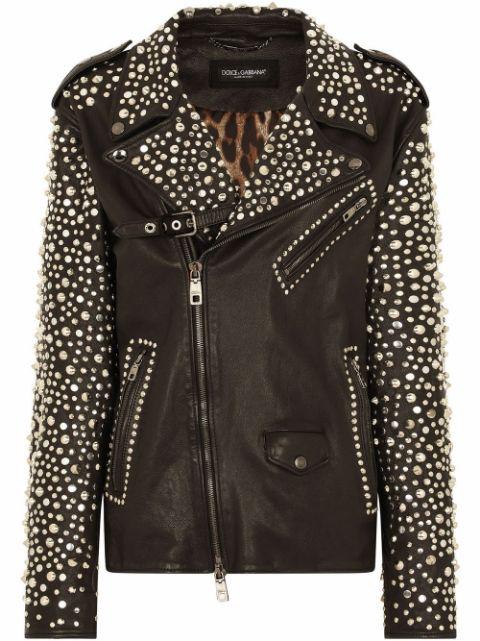 studded leather biker jacket by DOLCE&GABBANA