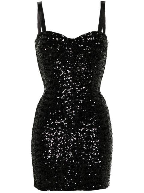 sweetheart-neck sequinned minidress by DOLCE&GABBANA