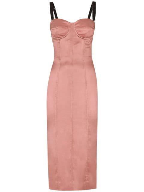 sweetheart-neck silk-blend dress by DOLCE&GABBANA