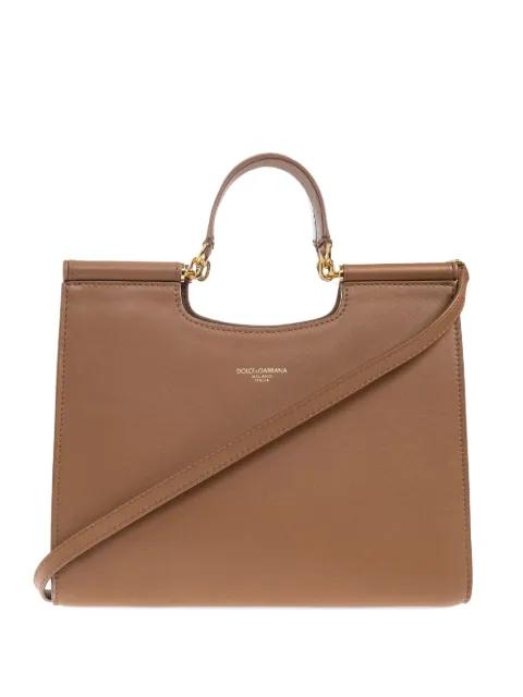 top-handle leather tote bag by DOLCE&GABBANA