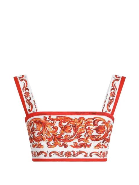 top in Majolica-print mat by DOLCE&GABBANA