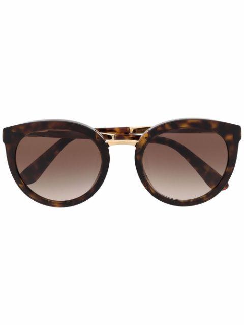 tortoiseshell round-frame sunglasses by DOLCE&GABBANA