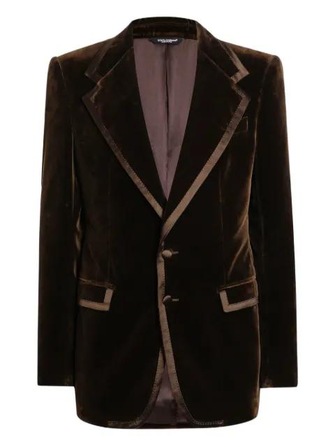 velvet trimmed single-breasted blazer by DOLCE&GABBANA