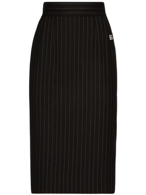 virgin wool-blend pinstripe midi skirt by DOLCE&GABBANA