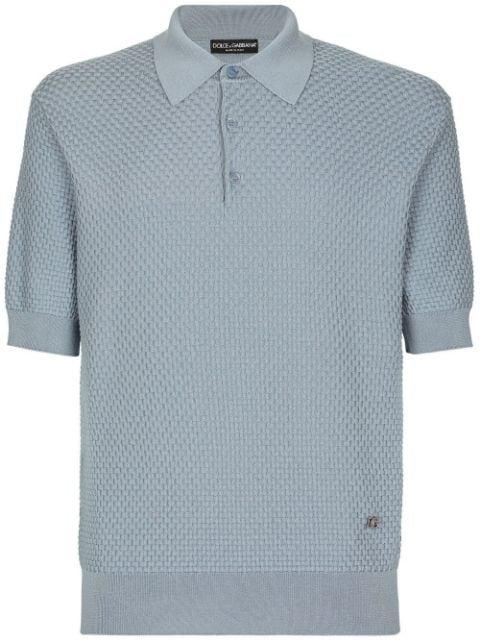 waffle-knit short-sleeved polo shirt by DOLCE&GABBANA