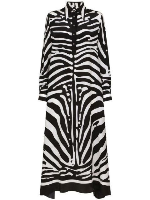 zebra-print crepe-de-chine caftan by DOLCE&GABBANA