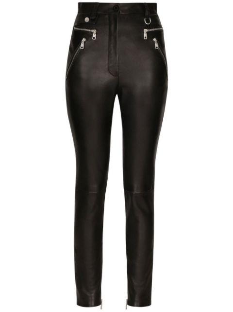 zip-detail faux-leather trousers by DOLCE&GABBANA