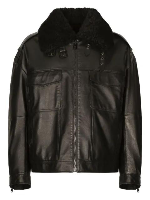 zip-up leather jacket by DOLCE&GABBANA