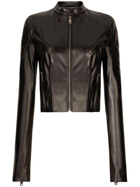 zip-up leather jacket by DOLCE&GABBANA