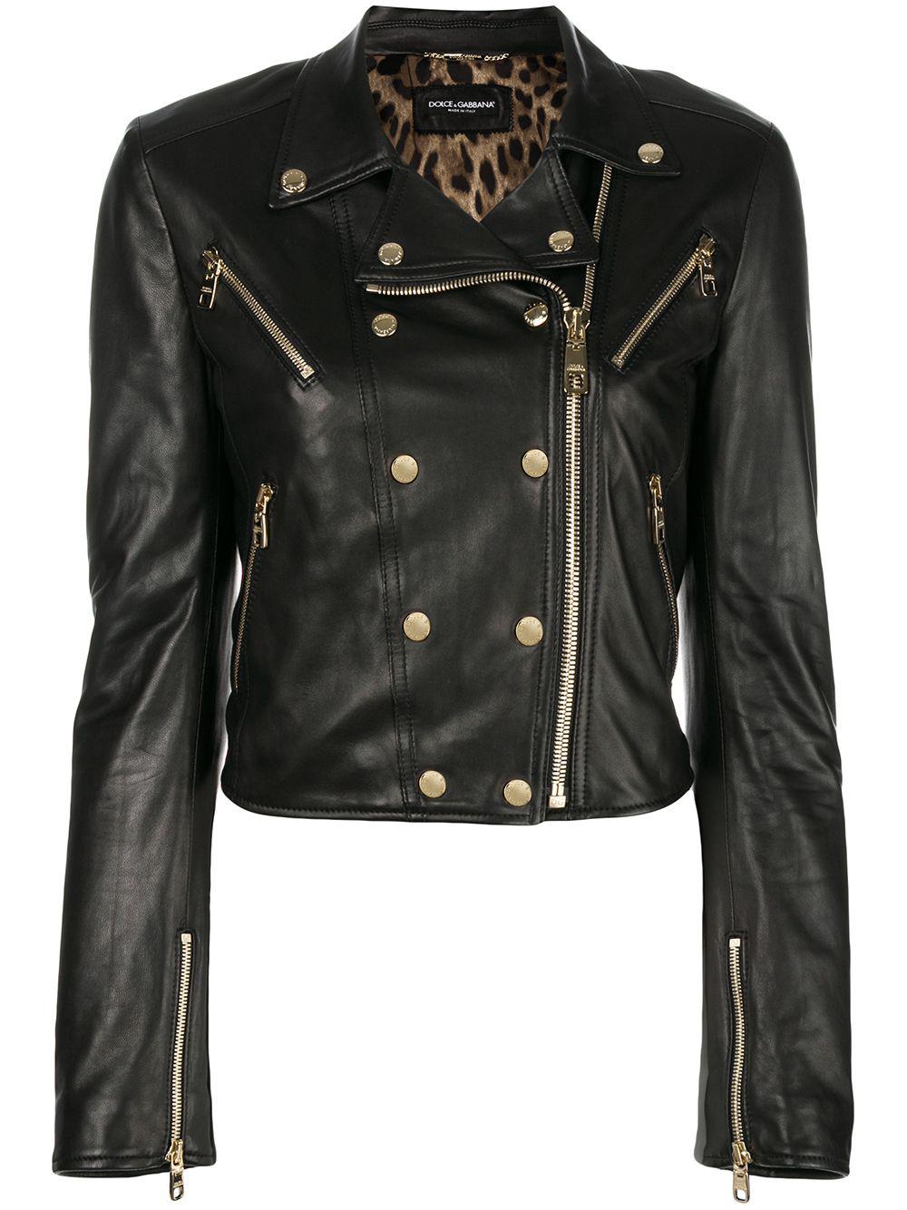 zipper trimmed biker jacket by DOLCE&GABBANA