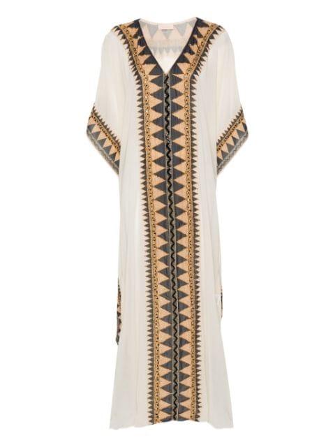 abstract-print beaded kaftan by DOLCI FOLLIE