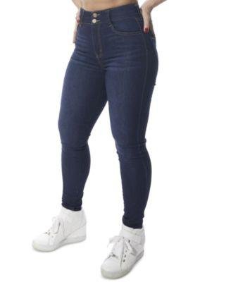 Curvy Double Button High Rise Skinny Jeans by DOLLHOUSE