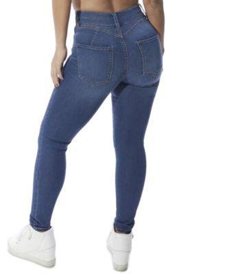 Curvy High Rise Double Button Skinny Jeans by DOLLHOUSE