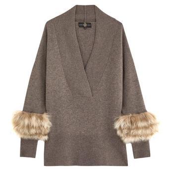 K LS SHEARLING CUFF V TUNIC by DOM GOOR
